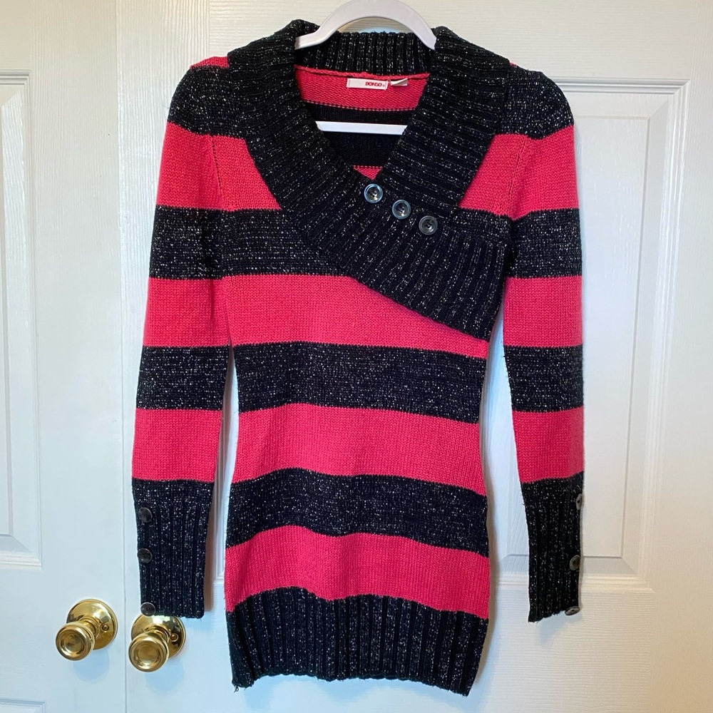Bongo pink striped sweater tunic/dress